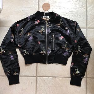 HONEY PUNCH floral embroidered bomber jacket!!